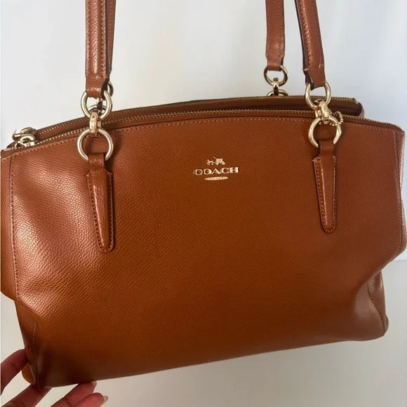 Coach | Christie Crossgrain Leather Satchel shoulder bag Saddle EUC - Picture 3 of 14